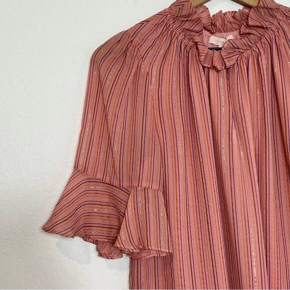 REBECCA TAYLOR MTLI LUREX STRIPE TOP BLOUSE SIZE MEDIUM BRAND NEW MSRP$275 - Picture 6 of 11